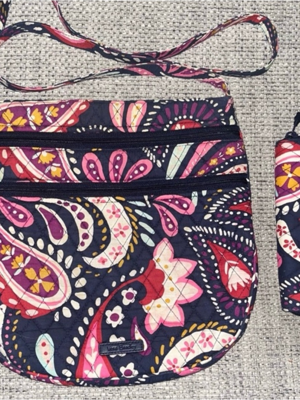 Vera Bradley Pink Paisley Crossbody Bag With Matching Wallet
